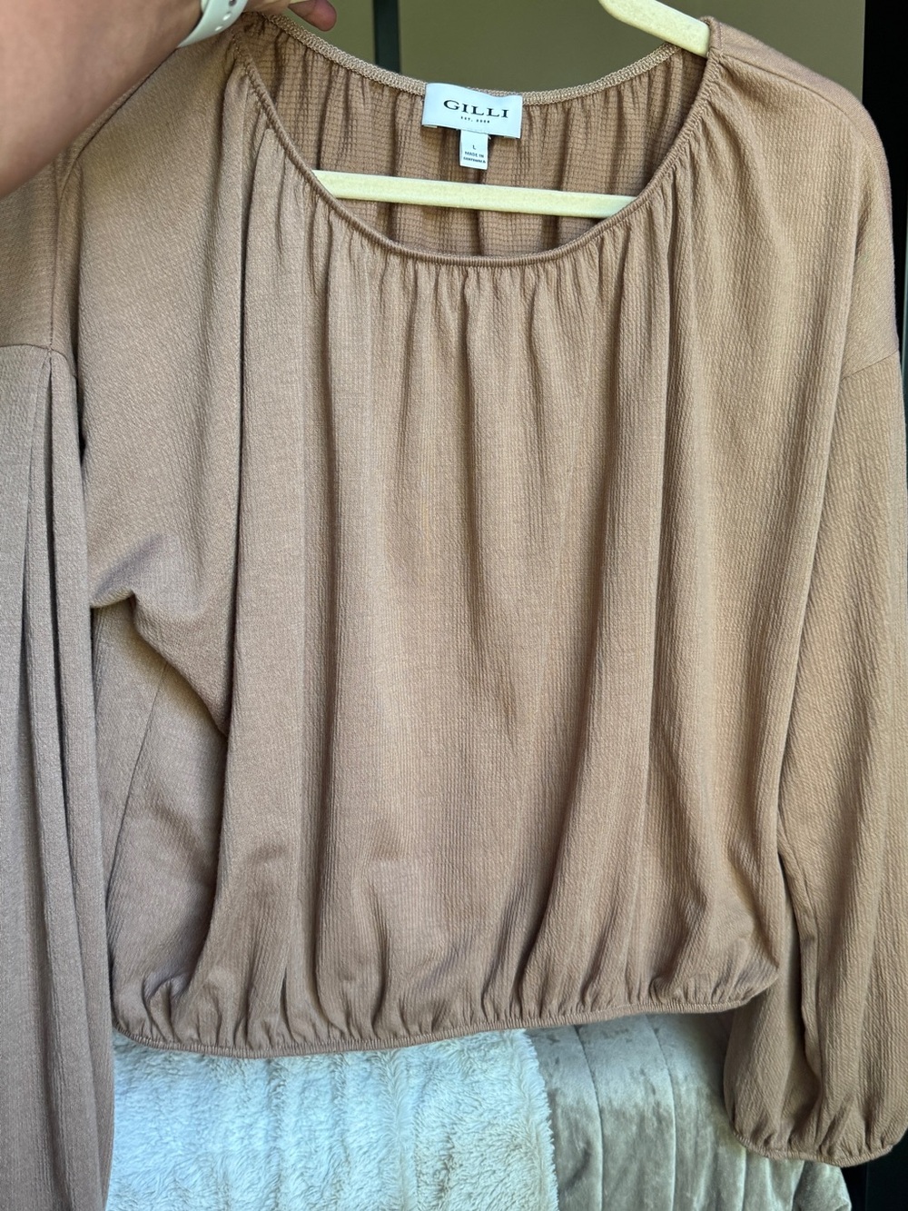 Gilli Beige/Taupe Long-Sleeve Blouson Tunic